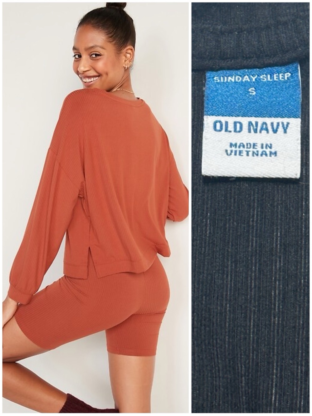 Old Navy Sunday Sleep Oversized Rib-Knit Sweatshirt Long Sleeve T-Shirt Top Tee